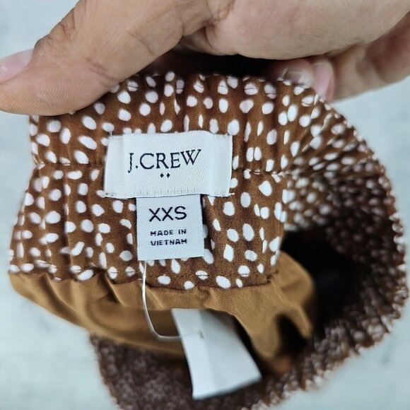 J. Crew Skirt Womens Size XXS Brown Polka Dot Side Slit Elastic Waist Lined NWT - Picture 3 of 7